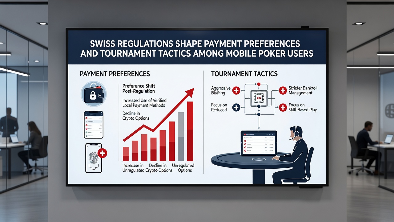 Swiss mobile poker tournament interface displaying adjusted payout structures and player statistics